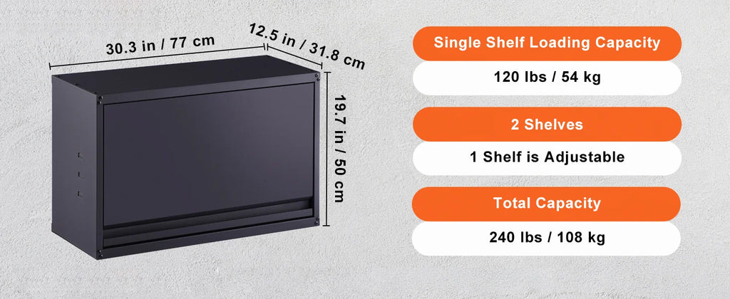 SucceBuy 120lbs per Shelf Metal Storage Cabinet 20'' Tall Wall-Mounted Steel Garage Cabinet with Adjustable Shelf for Office - trendingshoping.com