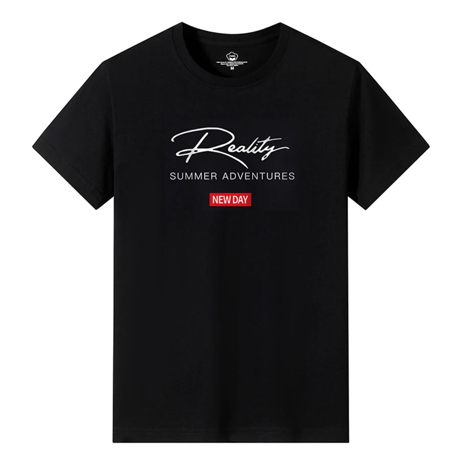 T Shirts Men Short New Fashion 2025 O-Neck Slim Black Sleeve Clothing Casual Style M-6XL