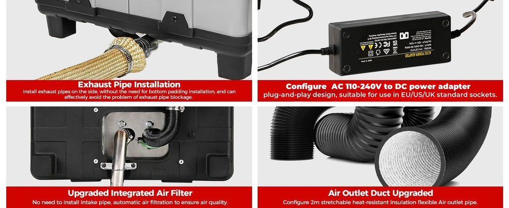 Sunster TB10pro 8KW Portable Diesel Air heater 12V/24V/220V w/Bluetooth APP/Ventiation mode/CO monitoring For Car Home Camper RV - trendingshoping.com