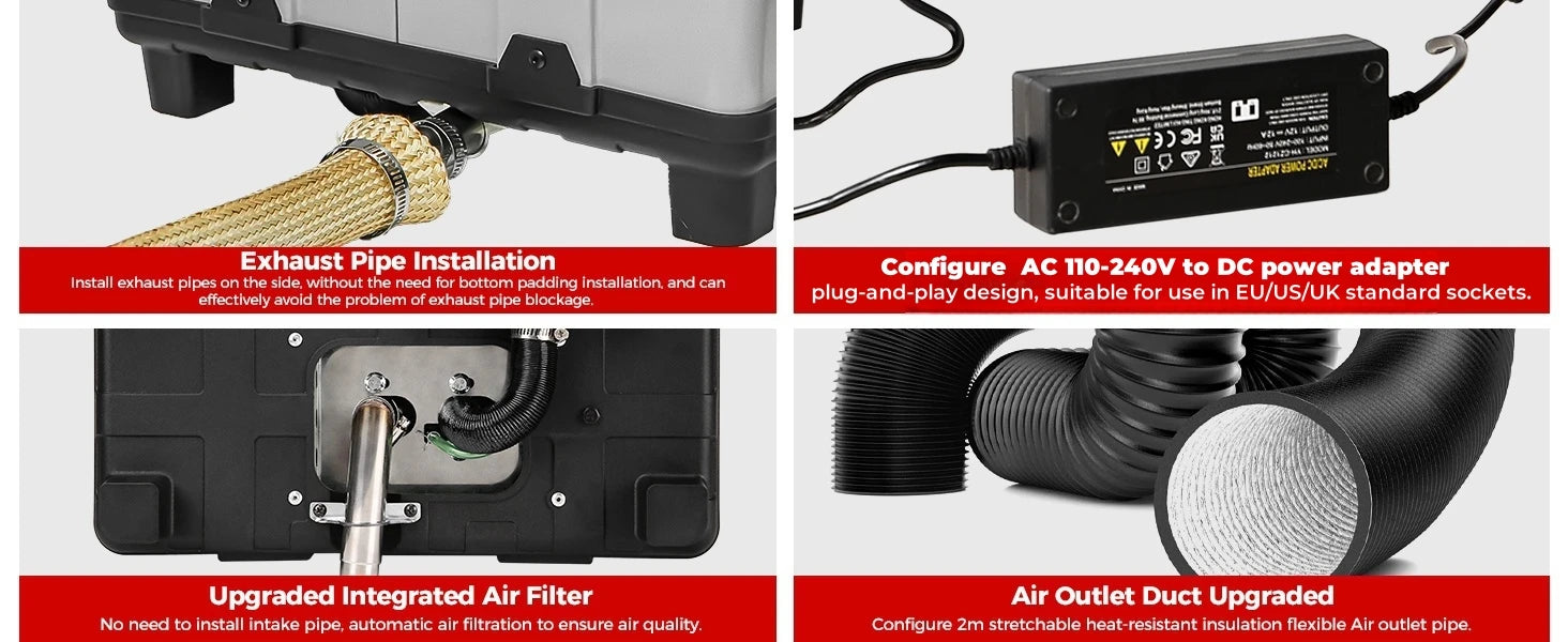 Sunster TB10pro 8KW Portable Diesel Air heater 12V/24V/220V w/Bluetooth APP/Ventiation mode/CO monitoring For Car Home Camper RV - trendingshoping.com