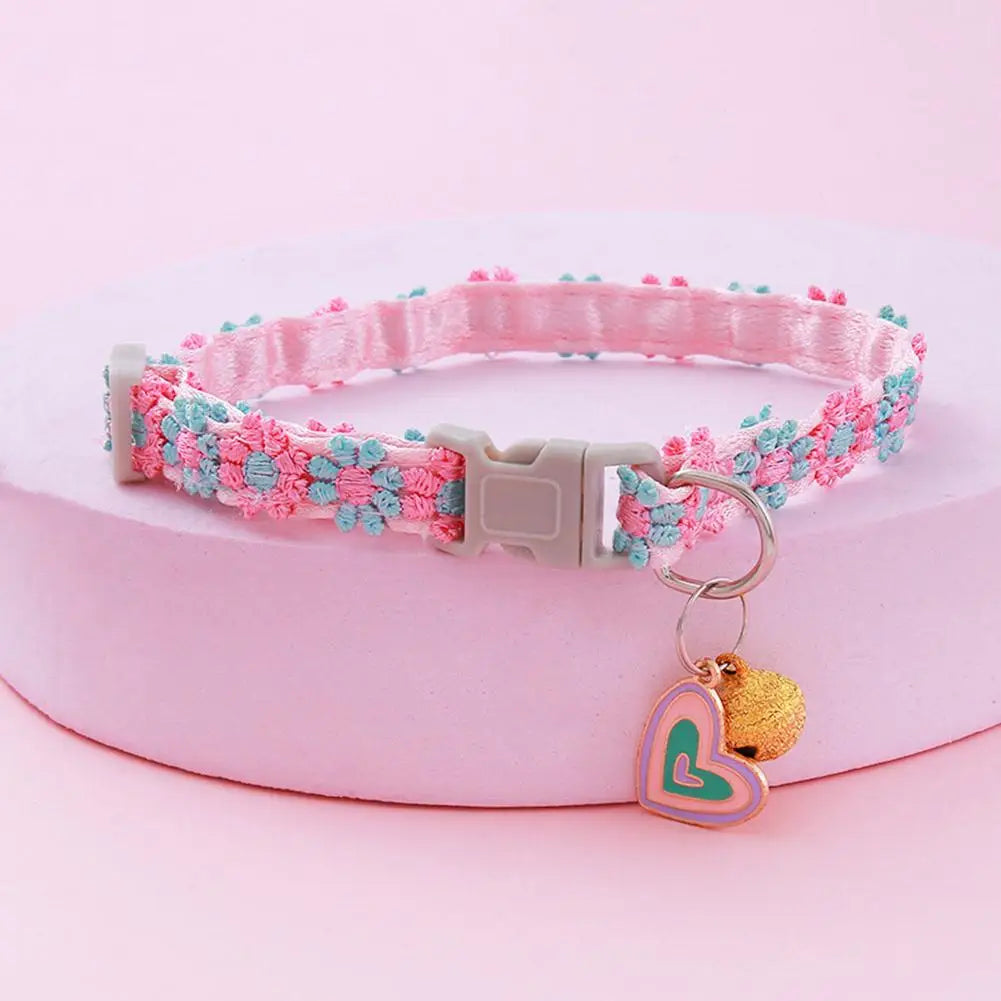 Pet Collar with Bell Adjustable Cartoon Print for Dogs Cats