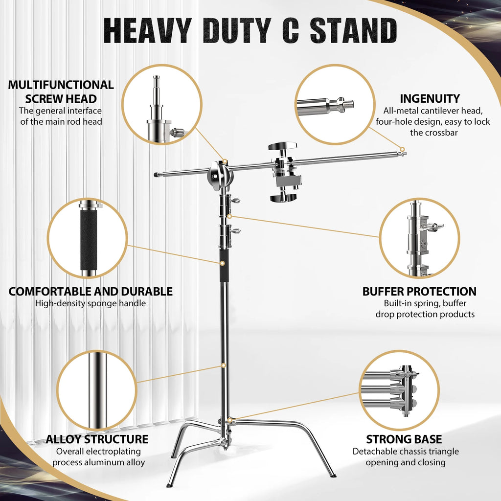 Photography Light Stand C-Stand Adjustable Metal Tripod for Studio Softbox