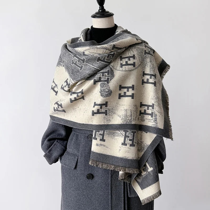 2025 New Women Fashion Brand Letter Scarf Luxury Autumn Winter Warm Shawls Print Scarve Pashmina Mujer Femme Foulard Bufanda