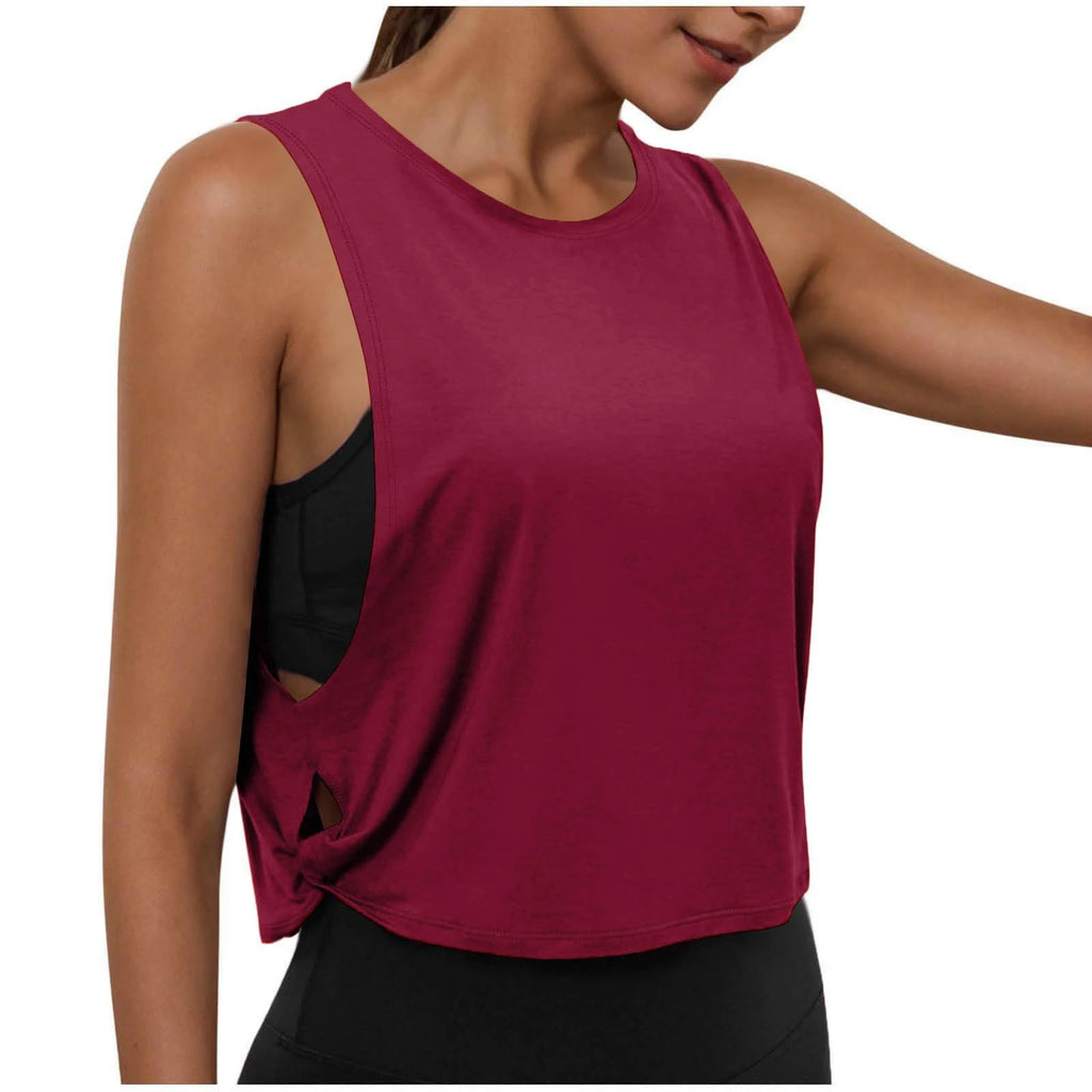 Women’s Sleeveless Yoga Top Breathable Workout Tank Crop Top Athletic Running Vest