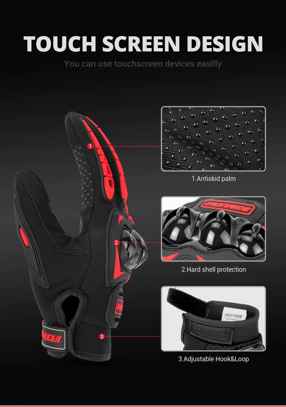 Motorcycle Riding Gloves Full Finger Touch Screen Waterproof Summer Gloves