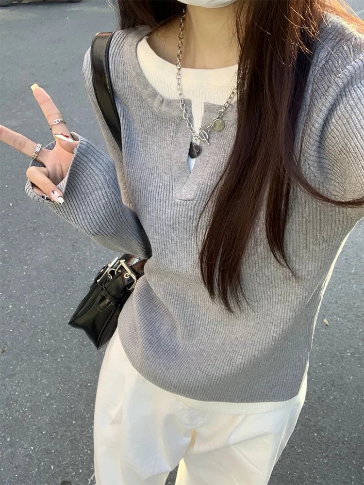 Women’s Solid Color Slim Fit Long Sleeve T-Shirt 2025 Autumn Casual Top