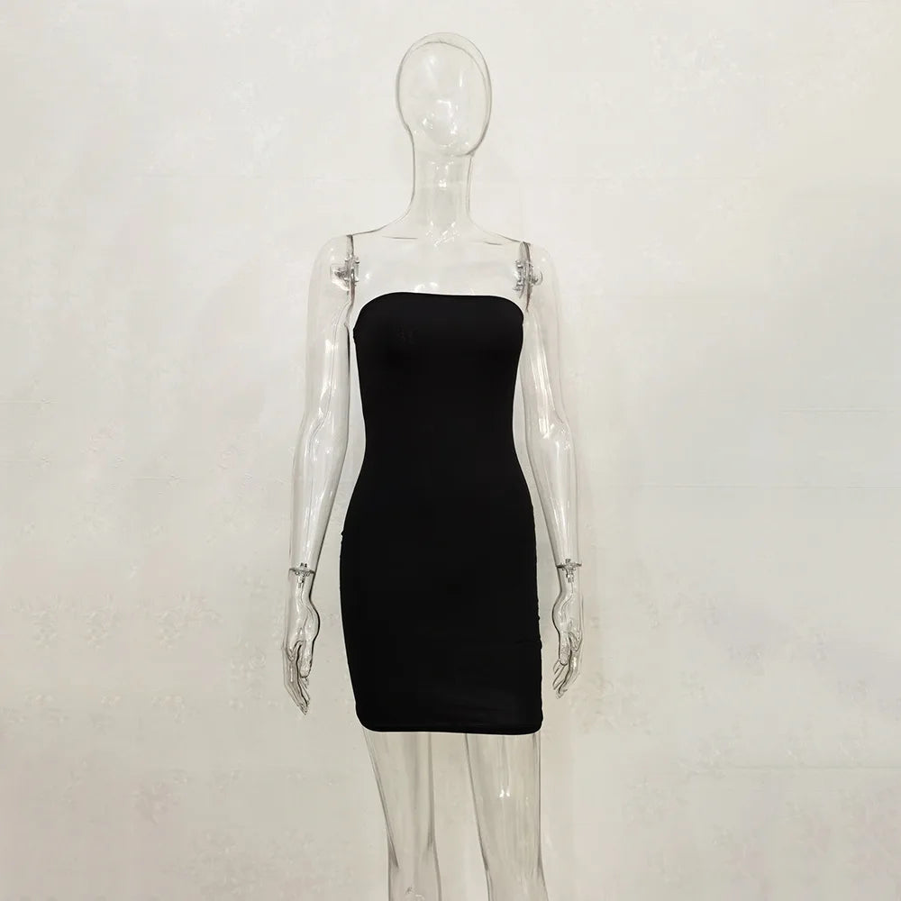 Women Off Shoulder Strapless Bodycon Mini Dress