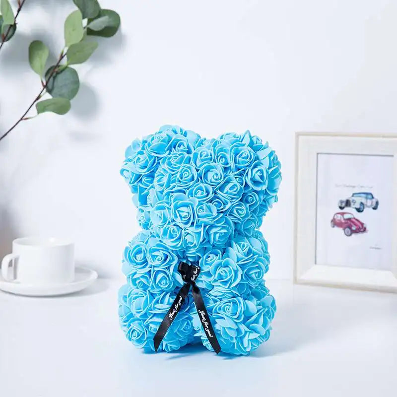 Romantic Valentine's Day Creative Eternal Flower Rose Bear Christmas Gift Rose Bear Hug Bear Wedding Flower Decoration Gift - trendingshoping.com