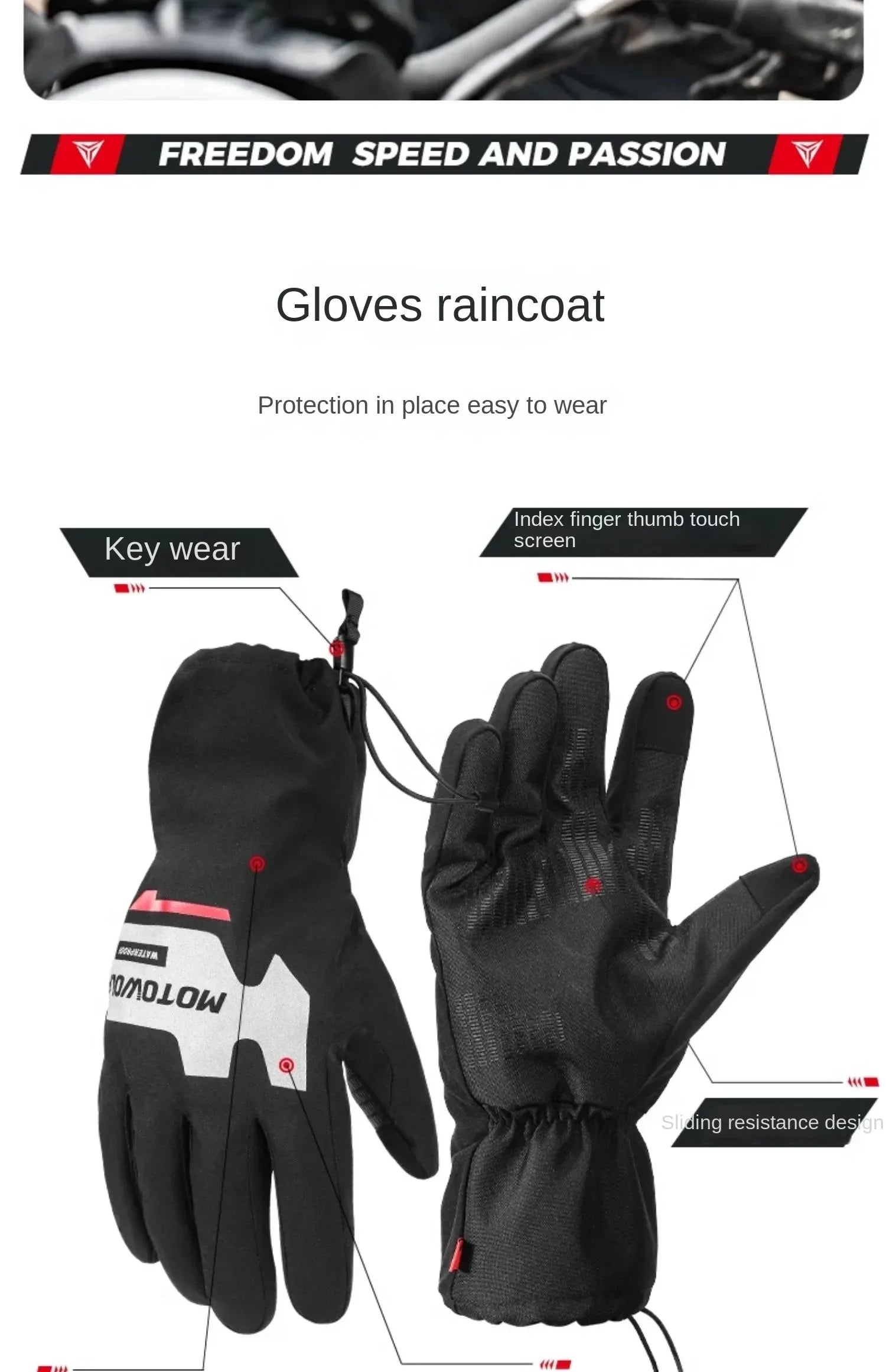 Autumn Winter Motorcycle Riding Gloves Waterproof Rainproof Cover Windproof Warm Motorbiker Racing Rider Accessories Men Women