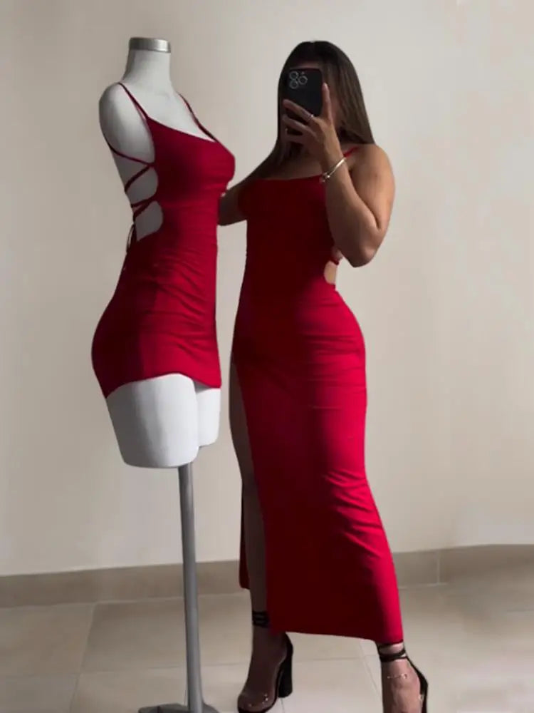Women Halter Strap Bodycon Dress Sleeveless Summer Wear