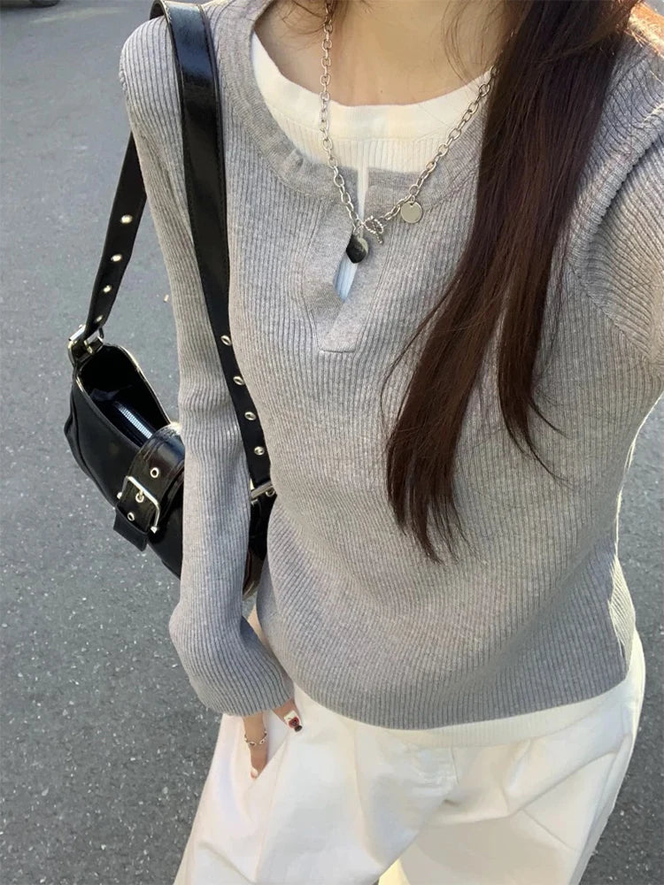 Women’s Solid Color Slim Fit Long Sleeve T-Shirt 2025 Autumn Casual Top