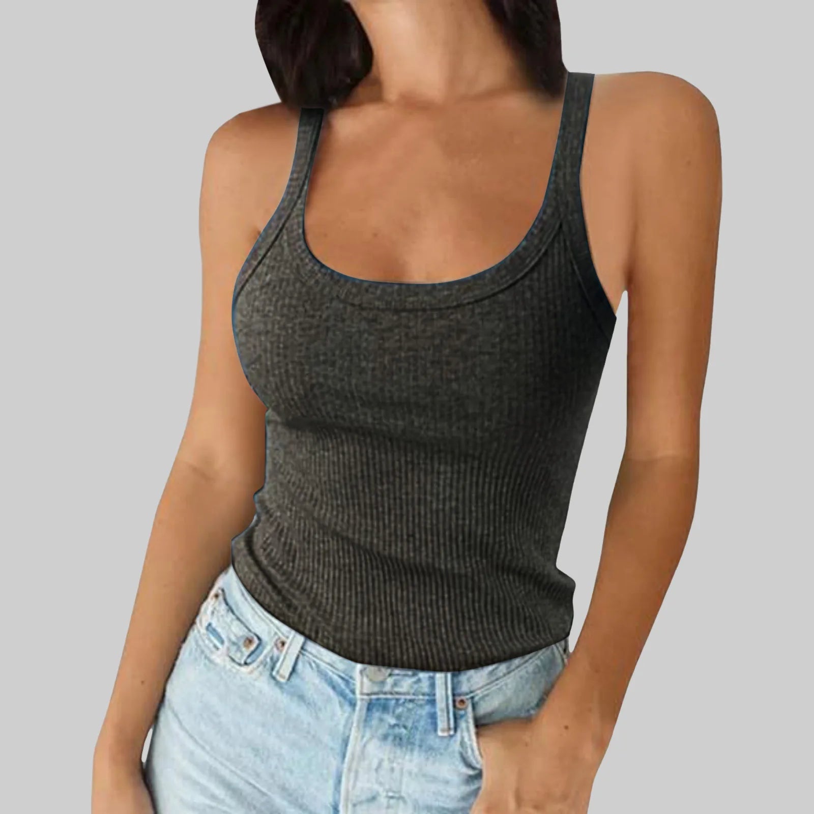 Hot Versatile Sexy Round Neck Solid Top T-Shirt Women Inner Outer Wear Spandex Blend American Retro Style