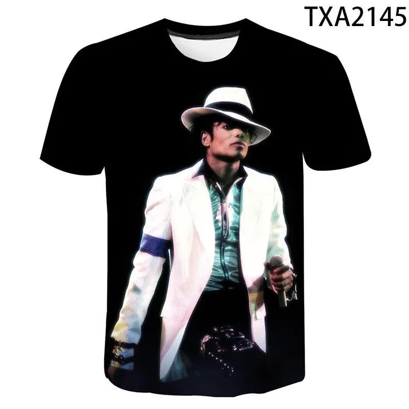 TShirts Singer Michael Jackson 3D Print Casual Fashion Oversized Round Neck T Shirt Kids Boys Girls Tees Tops Tshirt Clothes