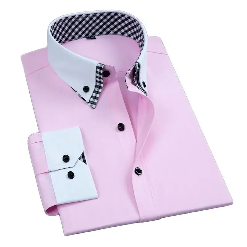 Men’s Long Sleeve Non-Iron Dress Shirt Regular Fit Formal Business Button Shirt