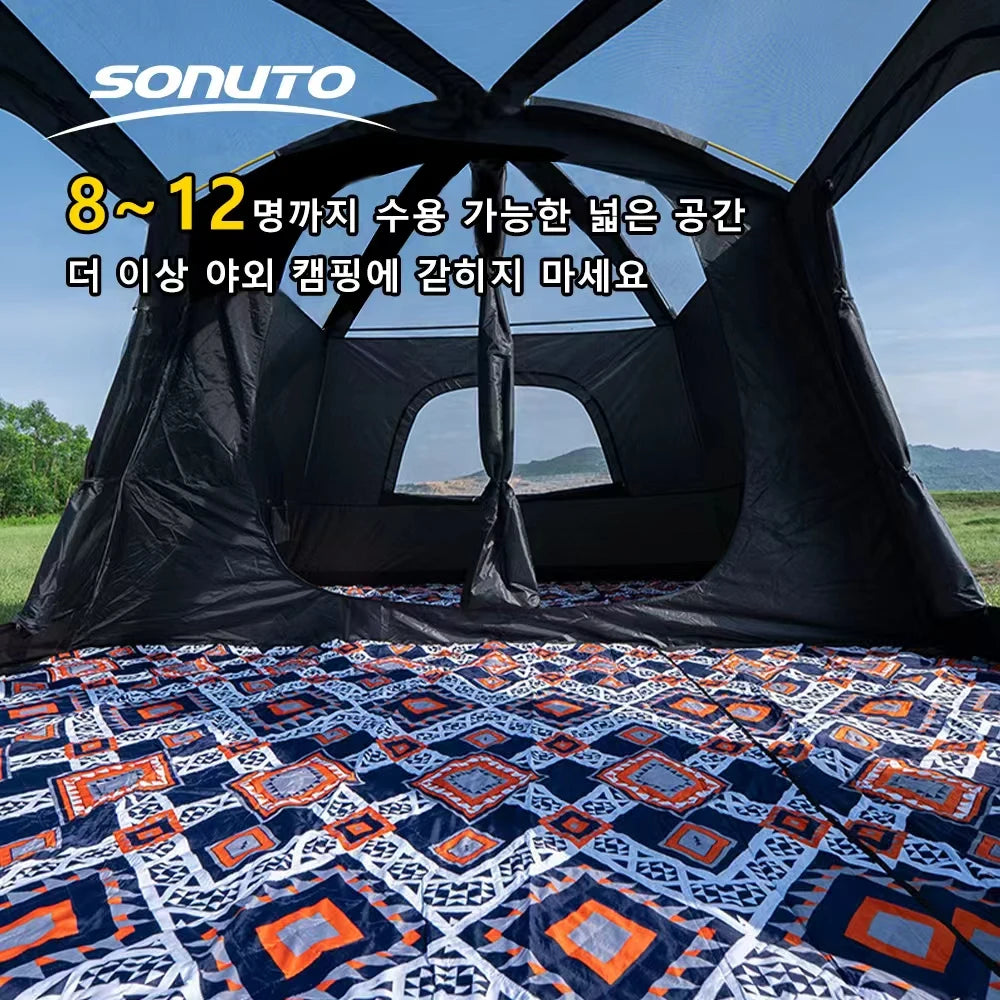 Large Camping Tent For 8 To 12 Person Two Room Waterproof Windproof Outdoor Family Tent With Rainfly Instant Cabin Use