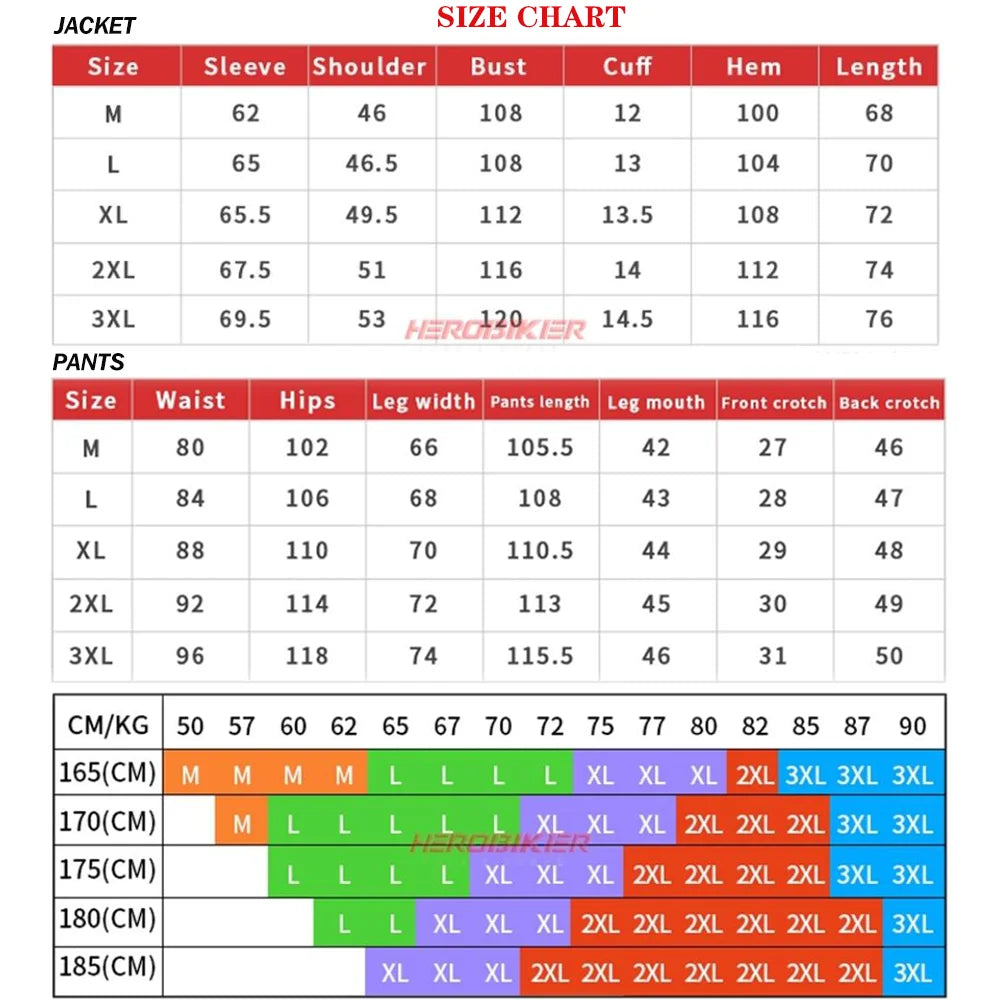 Waterproof Motorcycle Jacket and Pants Suit for Men and Women Detachable Interior Moto Clothes Keep Warm