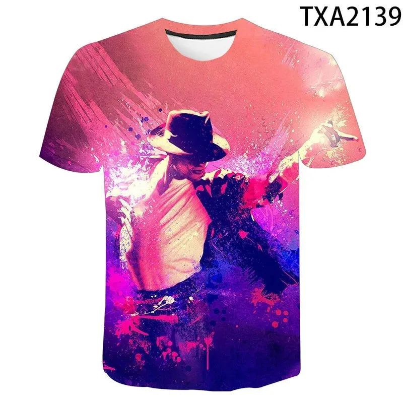 TShirts Singer Michael Jackson 3D Print Casual Fashion Oversized Round Neck T Shirt Kids Boys Girls Tees Tops Tshirt Clothes