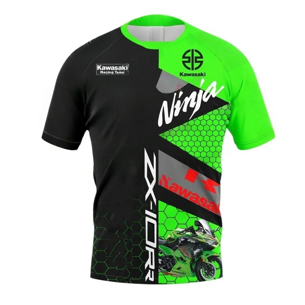 Kawasaki Men’s Quick-Dry Short Sleeve Motorcycle Sports T-Shirt Outdoor Riding Top