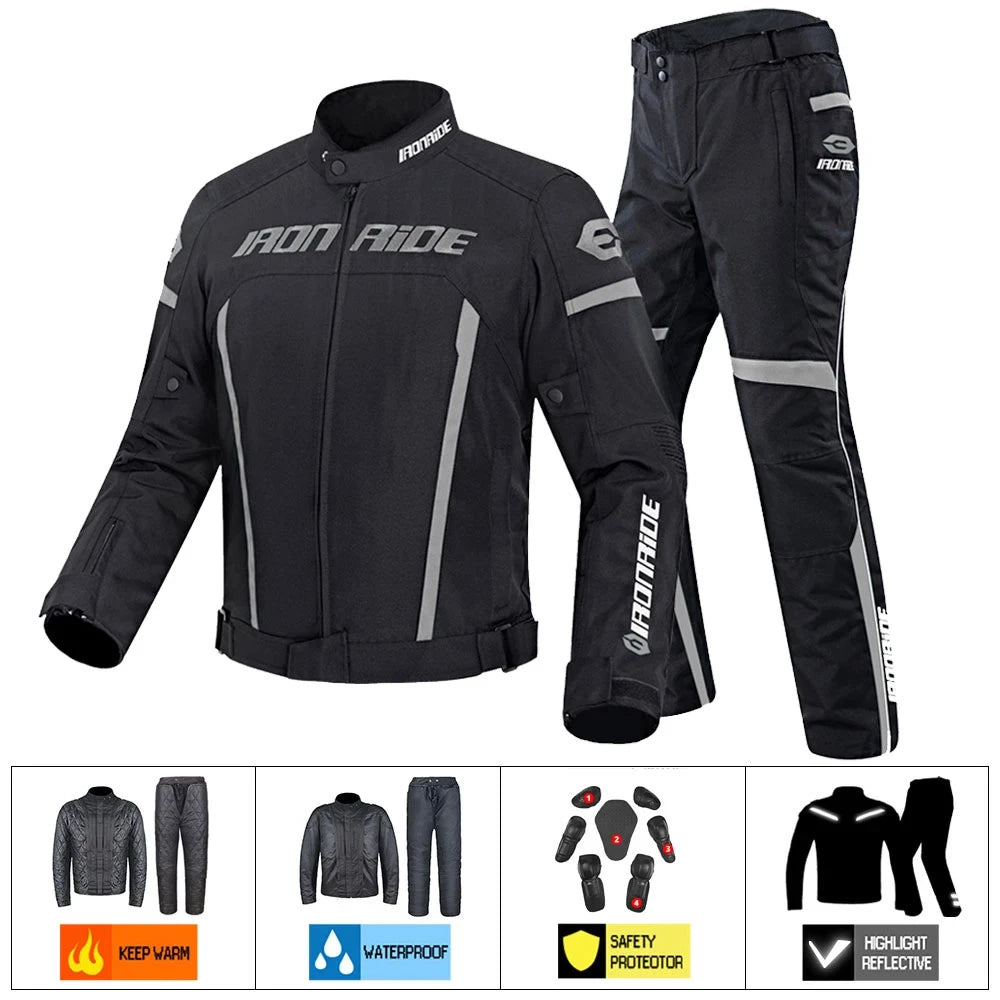 Waterproof Motorcycle Jacket and Pants Suit for Men and Women Detachable Interior Moto Clothes Keep Warm