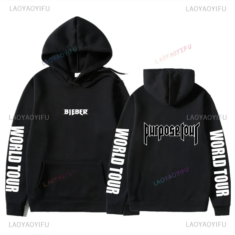 HoodiMen's & Women's Hoodie – Justin Bieber Purpose Tour Print, Hip Hop Streetwear Fleece Pullover, Warm Fashion Hoodye Sweatshirt