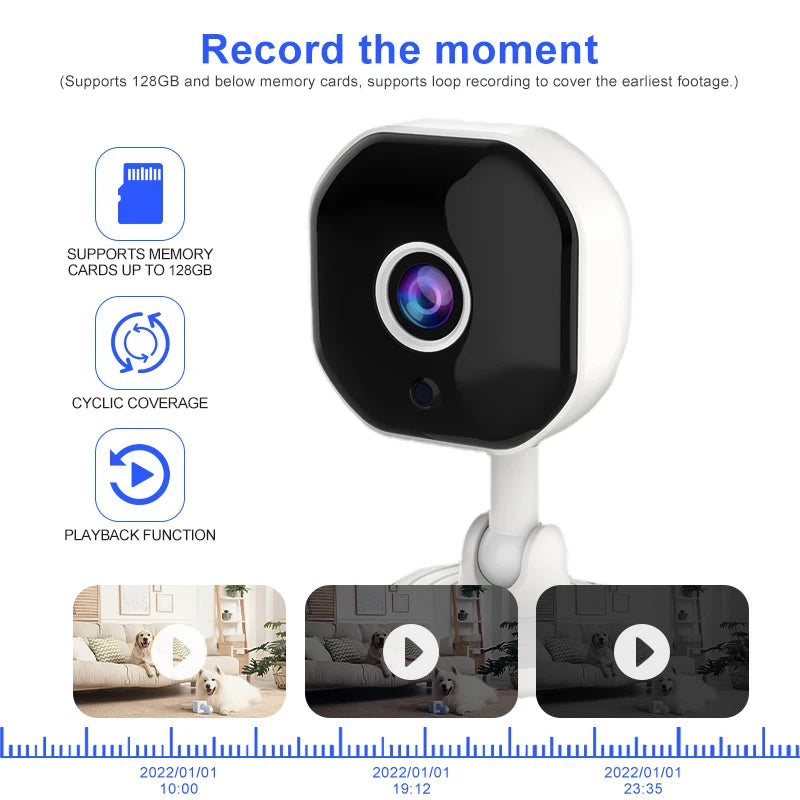Smart Wifi Home Security Camera HD With Real Time App Alerts Two Way Audio Motion Tracking Indoor Camera For Baby Pet