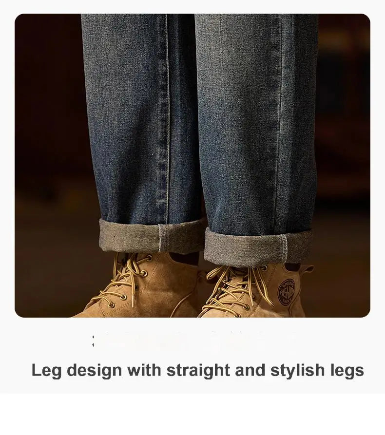 Mens Blue Elastic Waist Jeans Relaxed Fit With Zipper Button