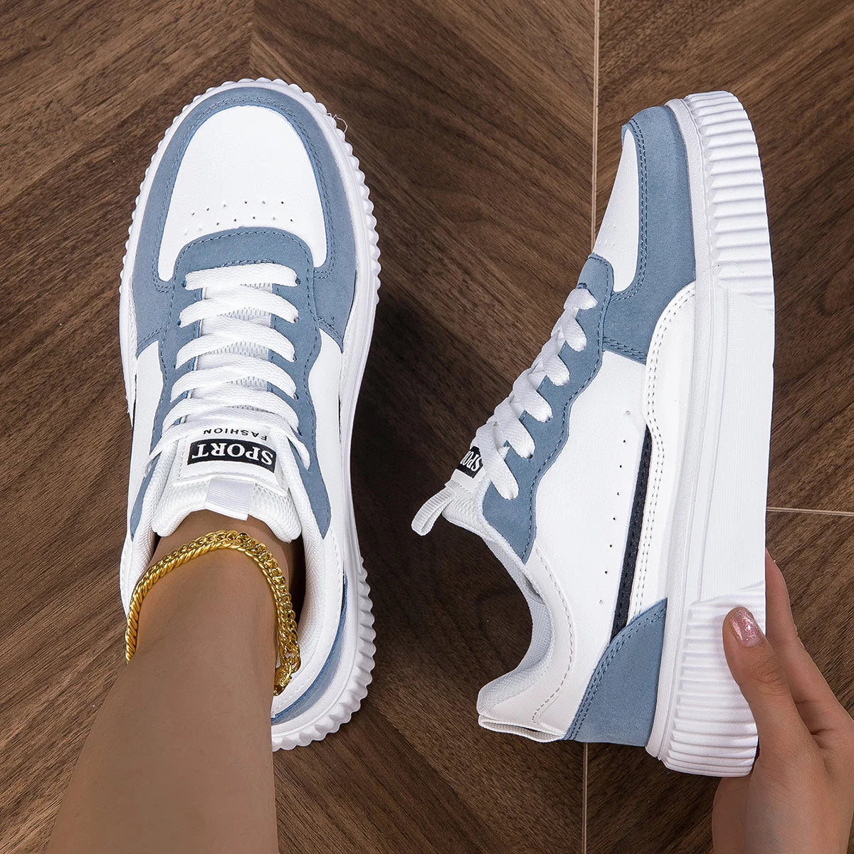 Men’s Breathable White Sneakers | Trendy Non-Slip Thick Sole Casual Shoes for Summer