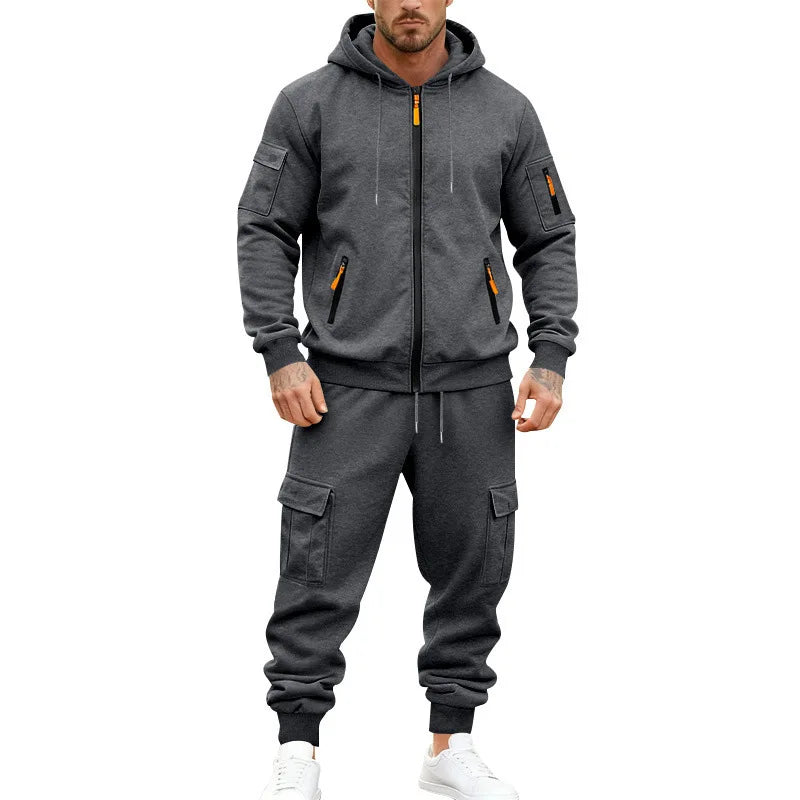 Men’s Winter Heavy Fleece Zip-Up Hoodie – Warm Casual Sportswear