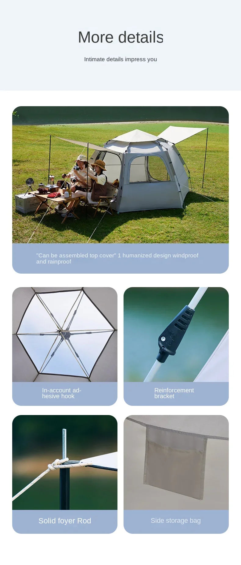 Outdoor Camping Fully Automatic Tent For Travel Beach Use 3 To 4 Person Party Tent