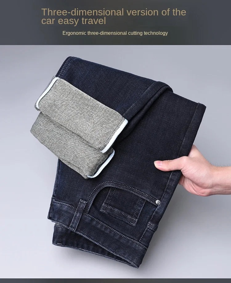 Mens Straight Leg Jeans High Quality Light Luxury Embroidered Casual Versatile Fashion Slimming Smooth Silhouette Style