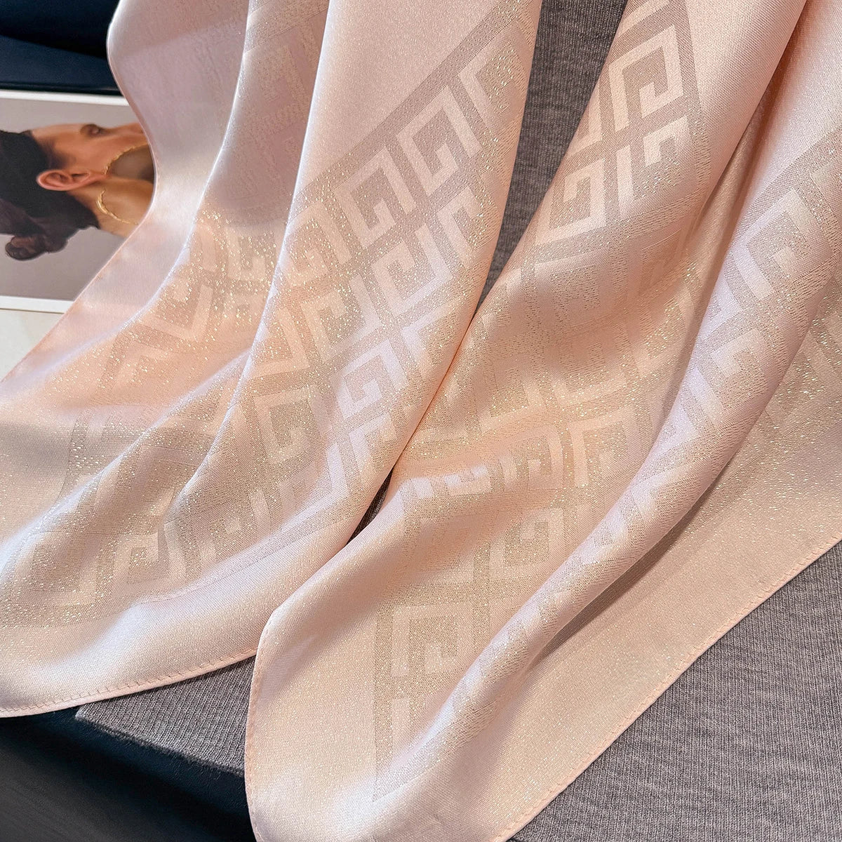 2025 Latest Spring and Autumn Women's Fashion Hijab Silky Muslim Square Sun Protection Shawl Luxury Brand Soft Female Scarf