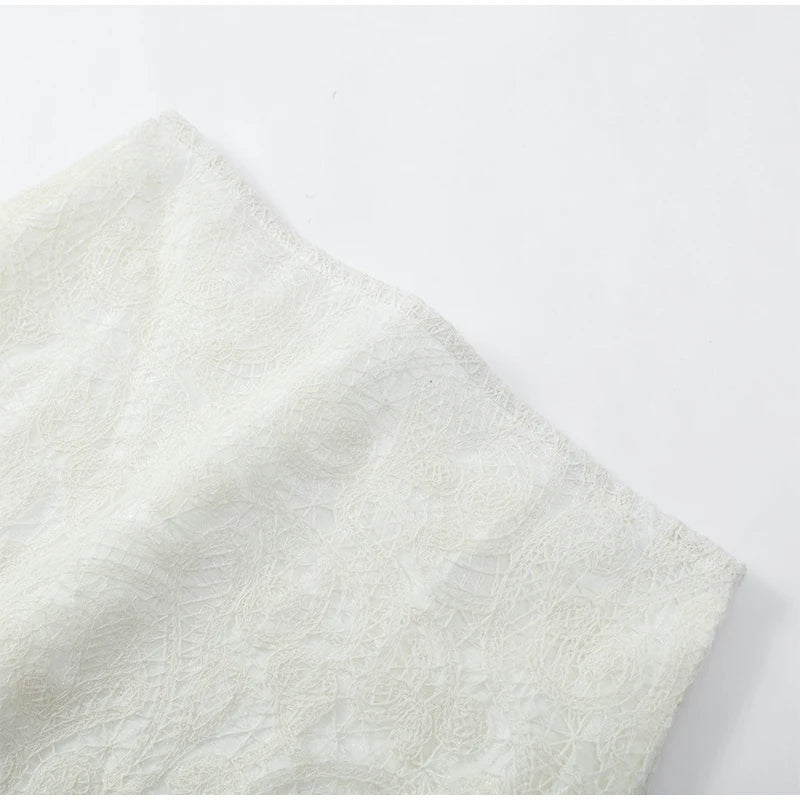 Women’s White Lace Flare Sleeve Top & Mini Skirt Set