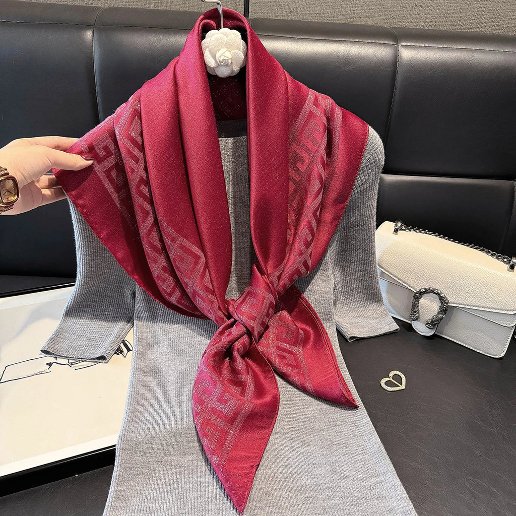 2025 Latest Spring and Autumn Women's Fashion Hijab Silky Muslim Square Sun Protection Shawl Luxury Brand Soft Female Scarf