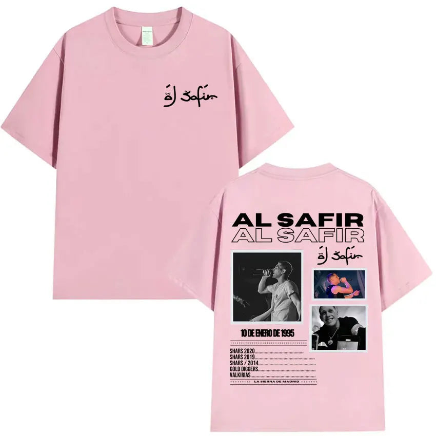 Rapper Al Safir Tour Graphics Hip Hop Tshrit Mens Harajuku Clothing Oversized Tide T-shirts Gothic Casual Y2K T Shirt Streetwear