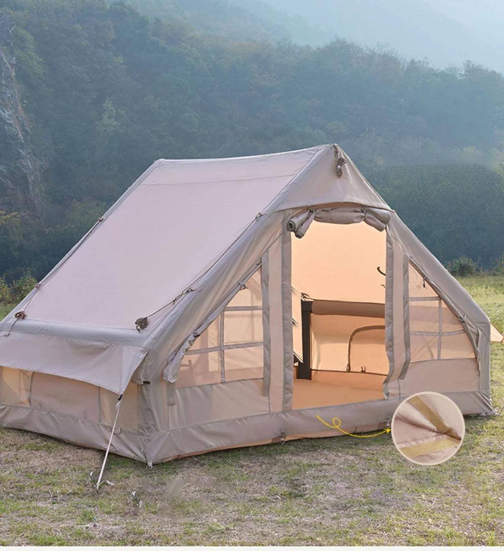 Large Inflatable Camping Tent Outdoor Overnight Shelter Complete Equipment Set With Sun Protection Rain Protection