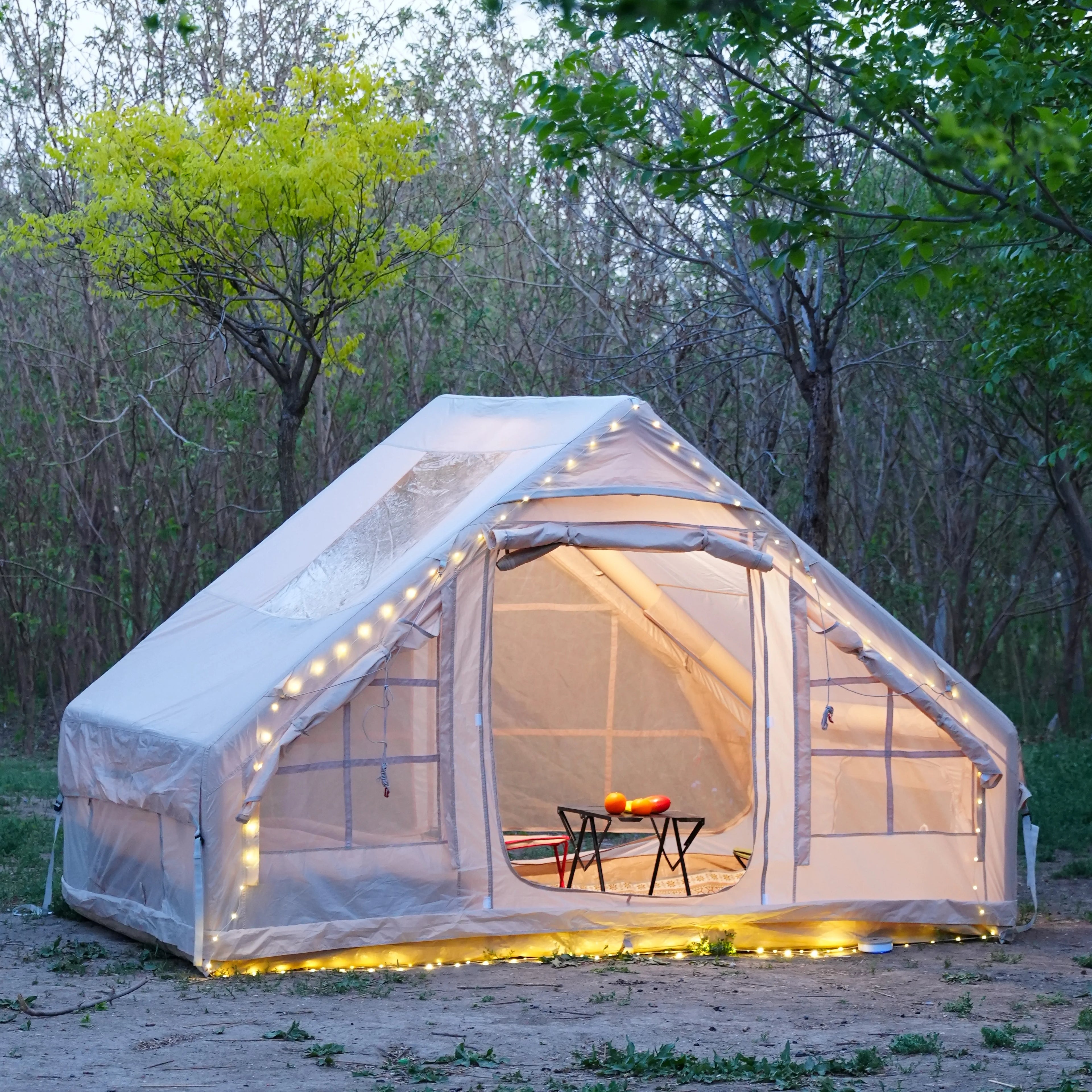 Inflatable Camping Tent For 4 To 8 People With Windows Portable Water Resistant Four Season Outdoor Tent