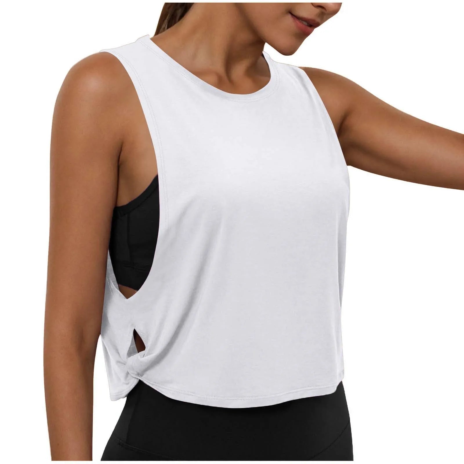 Women’s Sleeveless Yoga Top Breathable Workout Tank Crop Top Athletic Running Vest