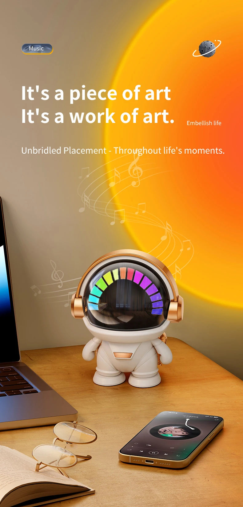 Astronaut Bluetooth Speaker – Hi-Fi Subwoofer & Galaxy Night Light