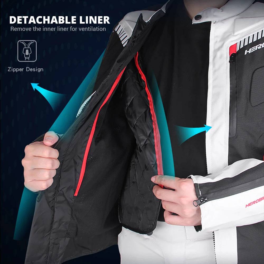 Waterproof Motorcycle Jacket and Pants Suit for Men and Women Detachable Interior Moto Clothes Keep Warm