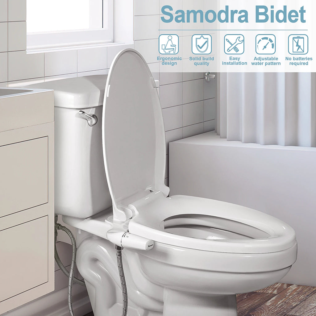 SAMODRA Bidet Attachment Ultra-Slim Toilet Seat Attachment Dual Nozzle Bidet Adjustable Water Pressure Non-Electric Ass Sprayer - trendingshoping.com