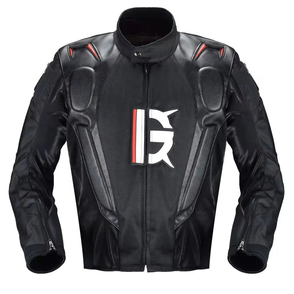 Motorcycle Jacket Leather Oxford Winter Jacket for Men and Women with 7 Protective Pads