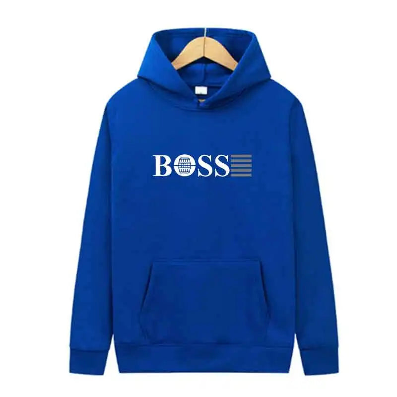 Boss Men’s Hooded Sweatshirt for Outdoor Sports & Jogging – Casual Streetwear, Spring Wear