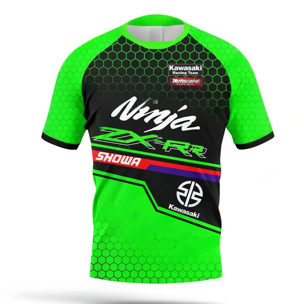 Kawasaki Men’s Quick-Dry Short Sleeve Motorcycle Sports T-Shirt Outdoor Riding Top