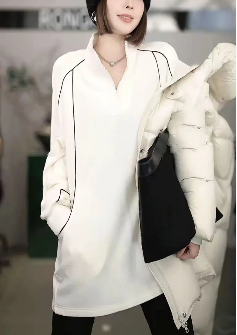 Women's Sweatshirt Autumn Winter New Loose Slim Versatile Mid-length Casual Top