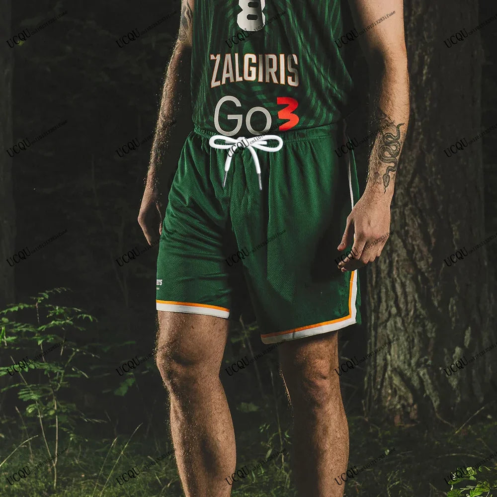 Lithuania Basketball Žalgiris Kaunas 2025-26 New Arrivals Drawstring Shorts Casual Sport Style Home Away Adult 3D Print Unisex