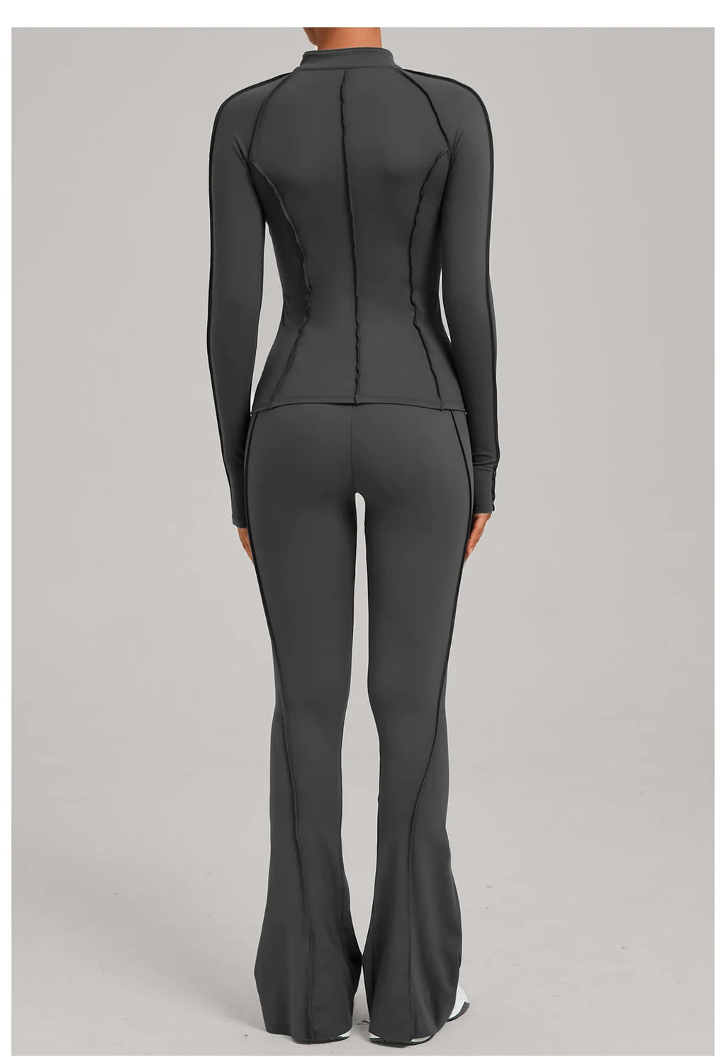 Women’s 2-Piece Zipper Gym Set - Long Sleeve Tracksuit & High-Waist Yoga Pants