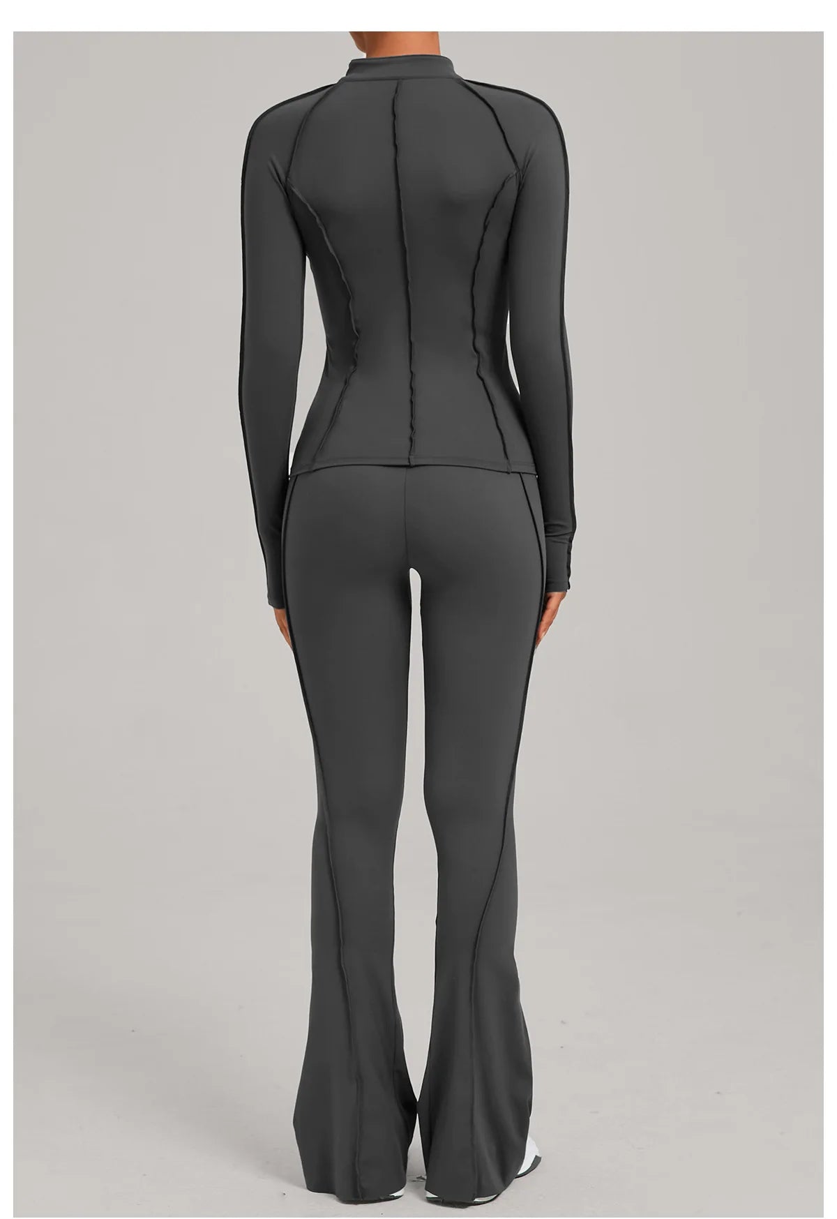 Women’s 2-Piece Zipper Gym Set - Long Sleeve Tracksuit & High-Waist Yoga Pants