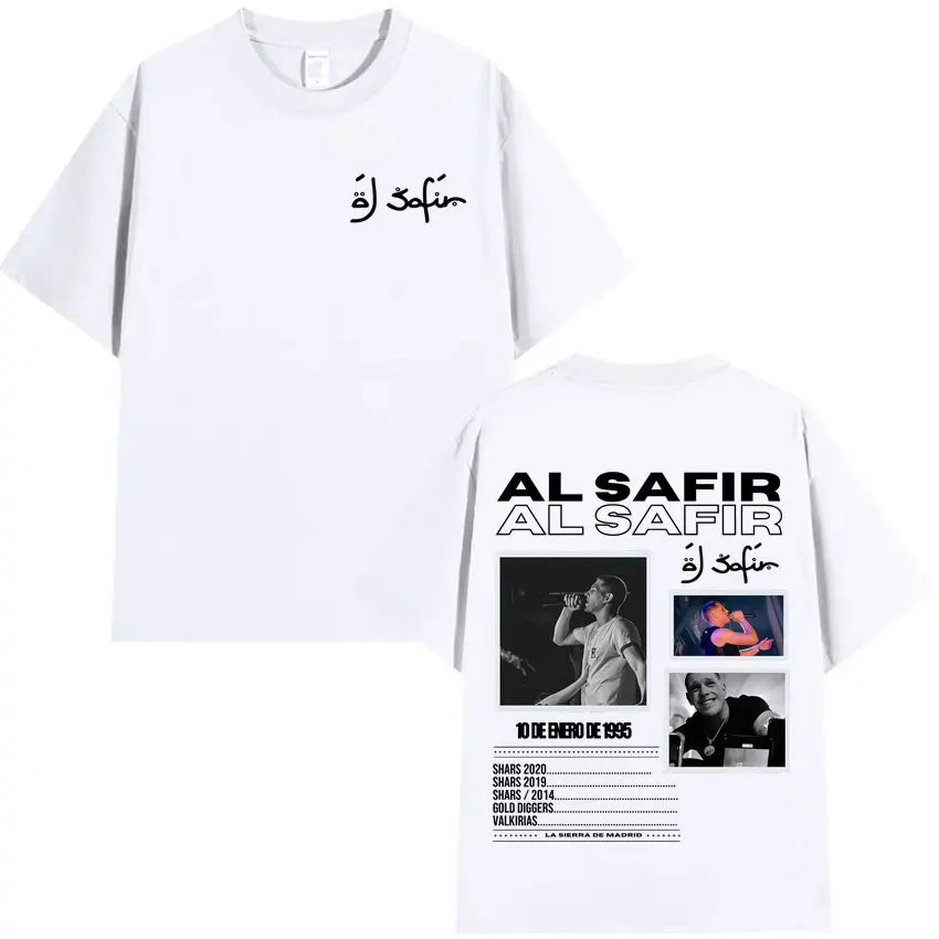 Rapper Al Safir Tour Graphics Hip Hop Tshrit Mens Harajuku Clothing Oversized Tide T-shirts Gothic Casual Y2K T Shirt Streetwear