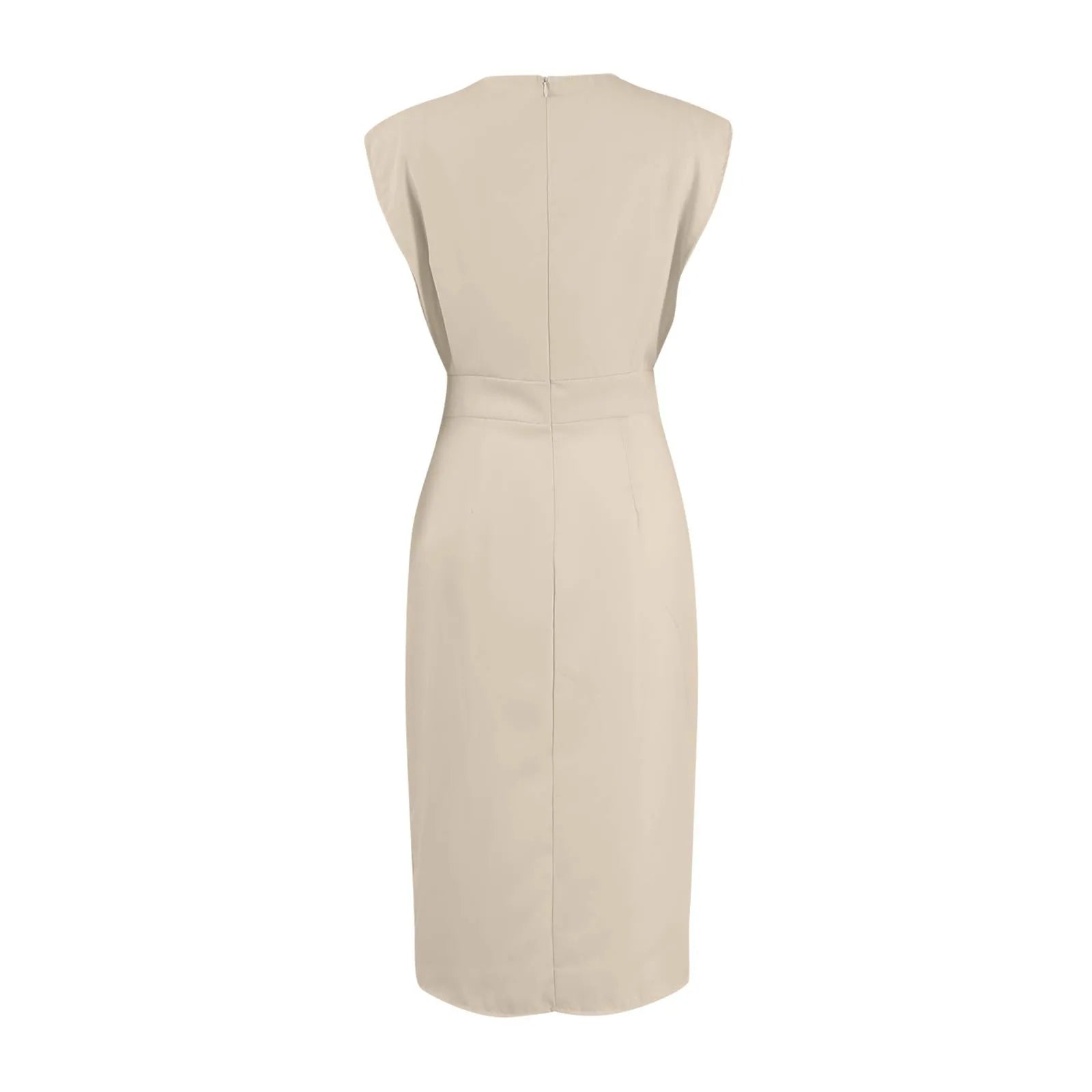 White Formal Autumn Dress for Women - Elegant Office & Evening French Style