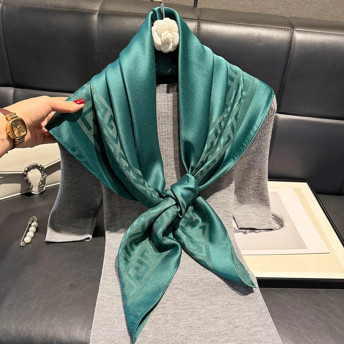 2025 Latest Spring and Autumn Women's Fashion Hijab Silky Muslim Square Sun Protection Shawl Luxury Brand Soft Female Scarf